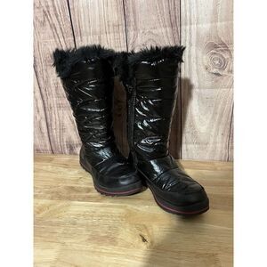 Cat & Jack Girls' Nicole Zipper Black Winter Snow Boots